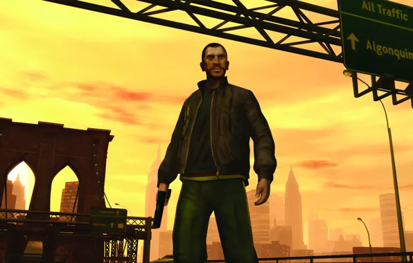 Картинка Нью Йорк, Grand Theft Auto IV, Нико Беллик, Либерти-Сити