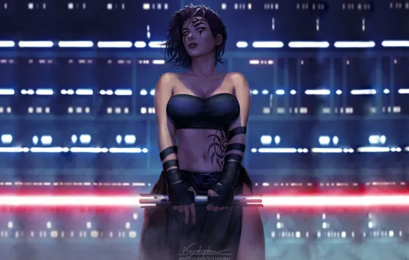 Девушка, Световой меч, StarWars, Krystopher Decker, Кристофер Деккер
