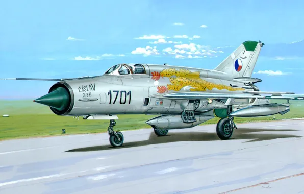 Картинка war, art, painting, jet, avaition, Mikoyan-Gurevich MiG-21