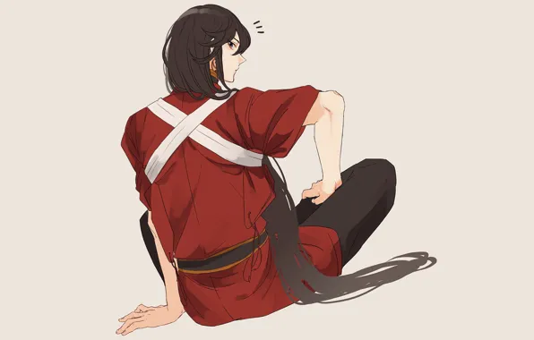 Парень, сидит, длинные волосы, Touken Ranbu, Танец Мечей, Izumi no Kami Kanesada