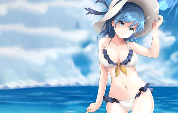 Картинка Swimsuits, beautiful, anime, sexy, attractive, erotic, boobs, sea