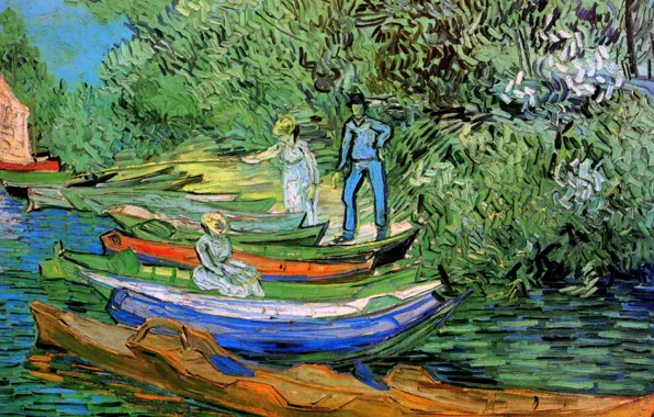 Картинка Vincent van Gogh, Auvers sur Oise, Bank of the Oise at Auvers