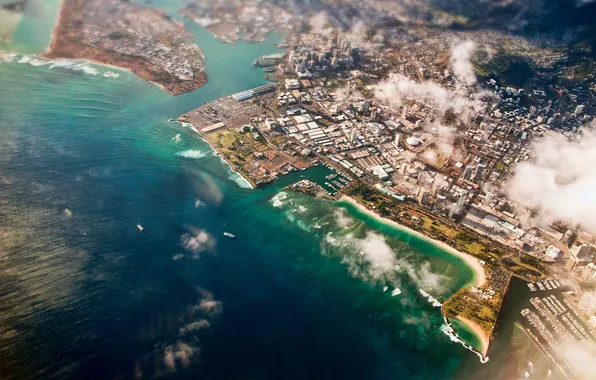 City, ocean, water, Honolulu