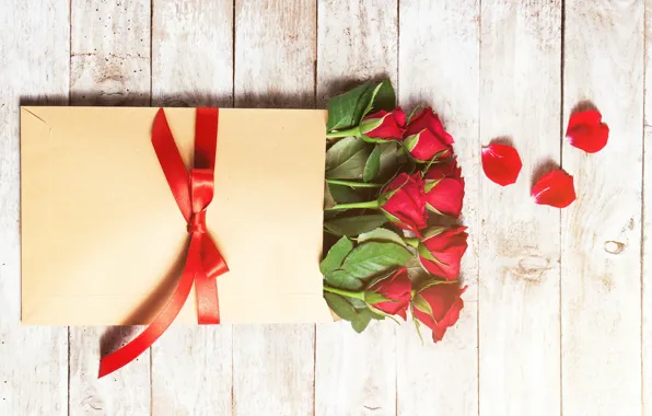 Розы, лепестки, red, love, бутоны, flowers, romantic, gift