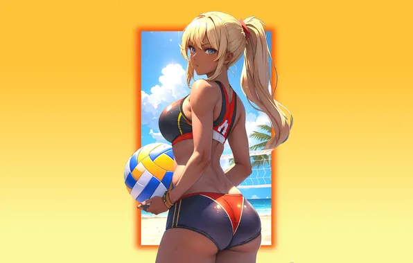 Sport, girl, hot, sexy, wet, beach, ocean, anime