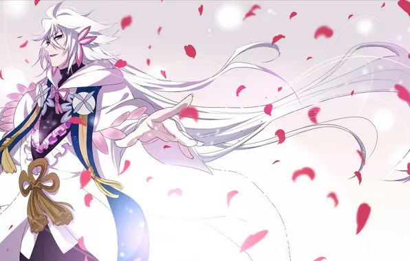 Аниме, лепестки, арт, маг, Мерлин, Fate Grand order