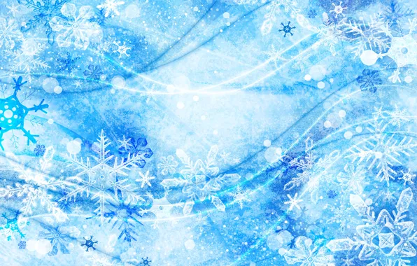 Снежинки, синий, новый год