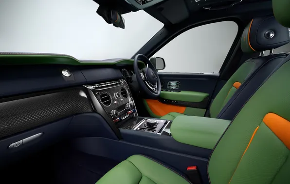 Картинка Rolls-Royce, салон автомобиля, Cullinan, Rolls-Royce Cullinan, Fu-Shion: Military Green, Fu-Shion, Military Green