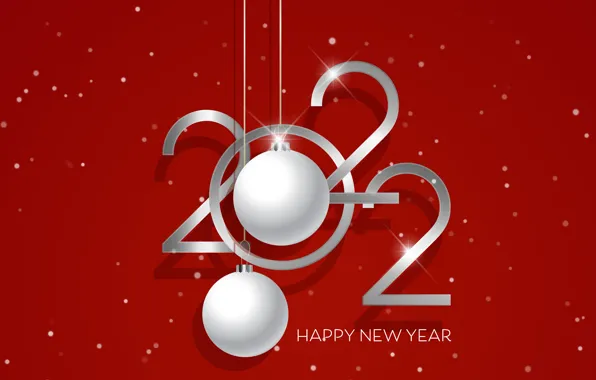 Цифры, Новый год, red, new year, happy, красный фон, luxury, decoration