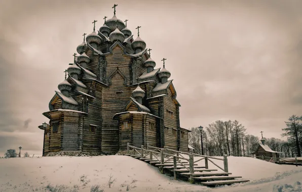 Russia, Wooden Pokrovskaya church, Leningrad Oblast, Vsevolozhskiy Raion