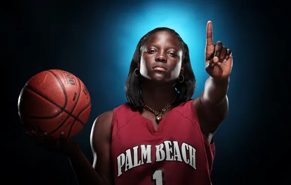 Картинка девушка, фон, мяч, баскетбол, негритянка, чернокожая, афроамериканка, баскетболистка