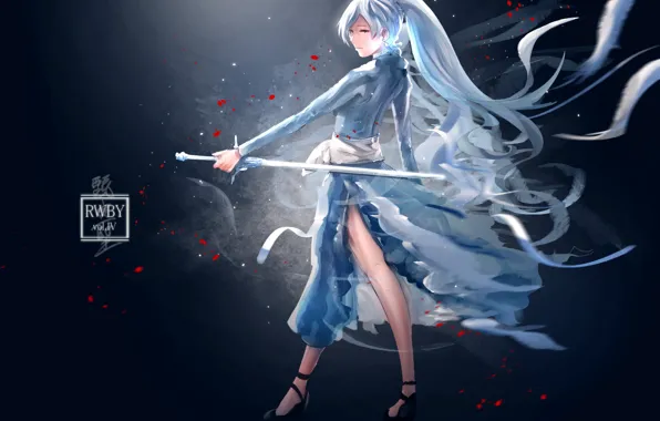 Kawaii, girl, sword, ice, weapon, anime, pretty, ken