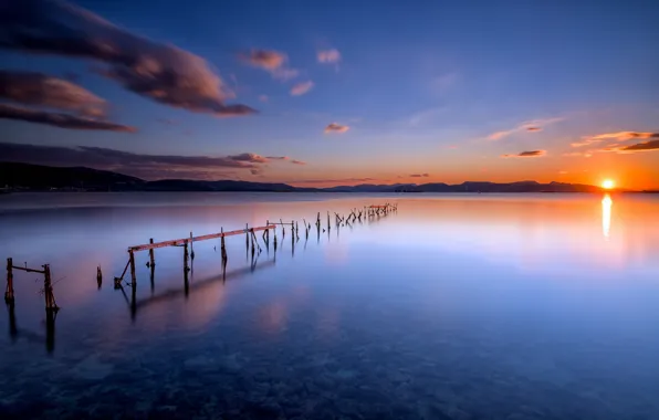 Море, закат, Греция, Greece, Элевсинский залив, Elefsina Bay