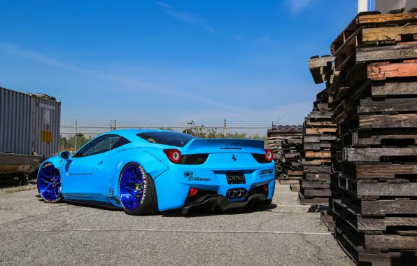Картинка Ferrari, 458, Blue, Italia, Edition, Rear, Liberty, Walk