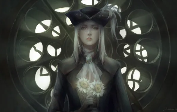Девушка, цветы, сухие, Bloodborne, Lady Maria