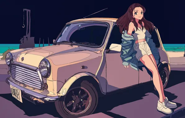 Картинка машина, девушка, улыбка