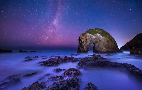 Картинка Австралия, Млечный Путь, Australia, Milky Way, New South Wales, Новый Южный Уэльс, Horse Head Rock, …
