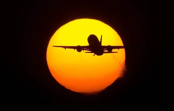 Картинка полет, самолет, Солнце