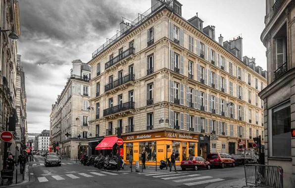 Улица, Франция, Париж, здание, Paris, France, street