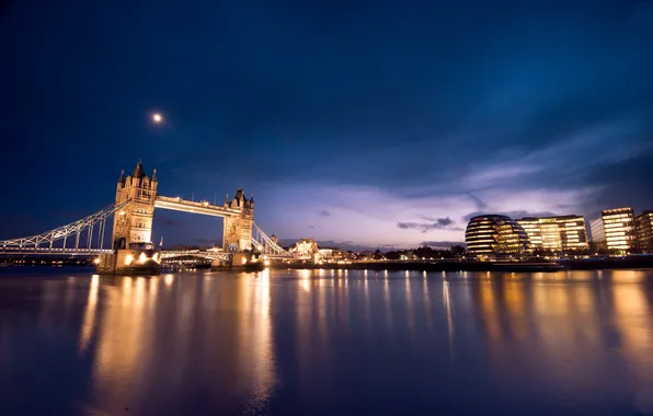 Картинка ночь, англия, лондон, london, night, england, Thames River