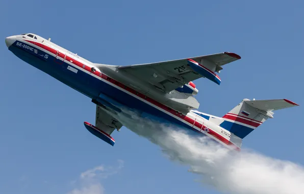 Картинка полёт, российский, гидросамолёт, самолёт-амфибия, Бе-200ЧС