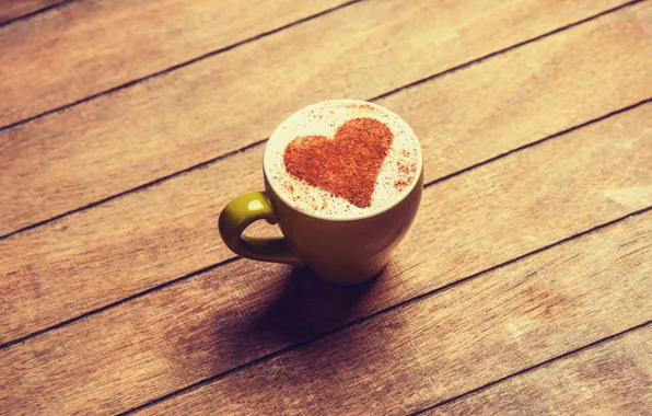 Любовь, сердце, кофе, молоко, чашка, love, heart, какао