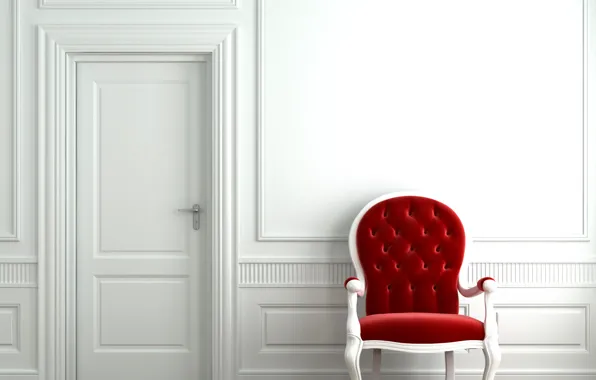 Картинка стиль, комната, интерьер, минимализм, кресло, дверь, стул