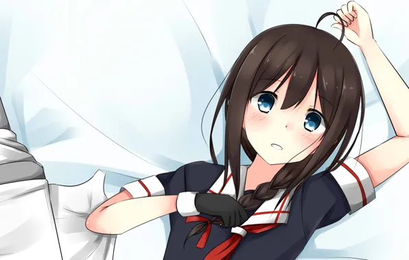 Арт, девочка, лежит, Kantai Collection