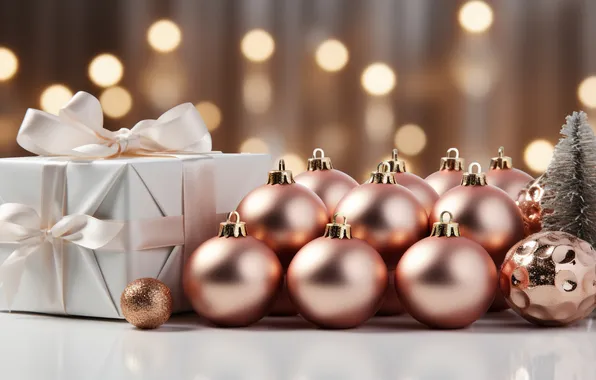 Картинка украшения, шары, елка, Рождество, подарки, Новый год, golden, Christmas