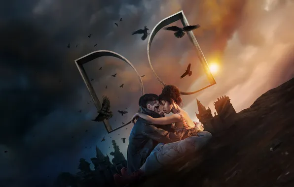 Ворон, мистика, пара, вороны, триллер, постер, The Crow, Bill Skarsgård