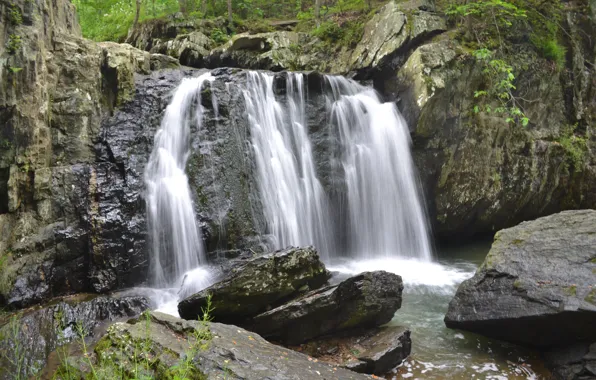 Картинка камни, Водопад, Скалы, Nature, Waterfall