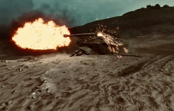 HDR, Fire, Tiger, Beach, Smoke, Game, Tank, World of Tanks