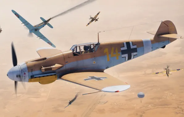 Истребитель, Luftwaffe, Messerschmitt Bf 109, Поршневой самолет, Боевая авиация, Bf. 109F-4