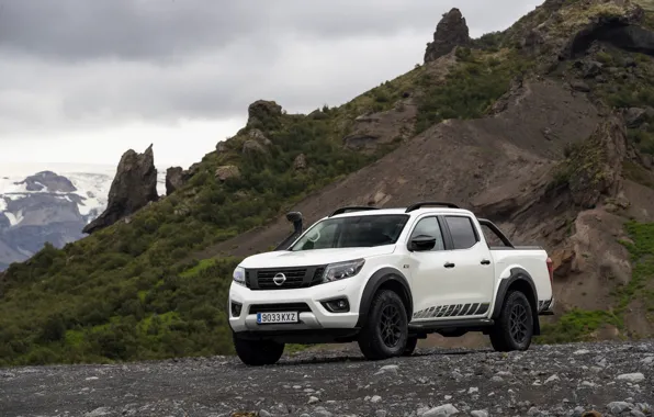 Белый, склон, Nissan, пикап, Navara, 2020, Off Roader AT32