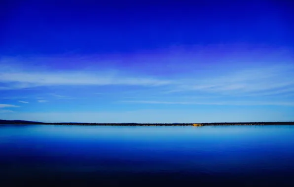 River, sky, trees, nature, blue, water, clouds, liquid