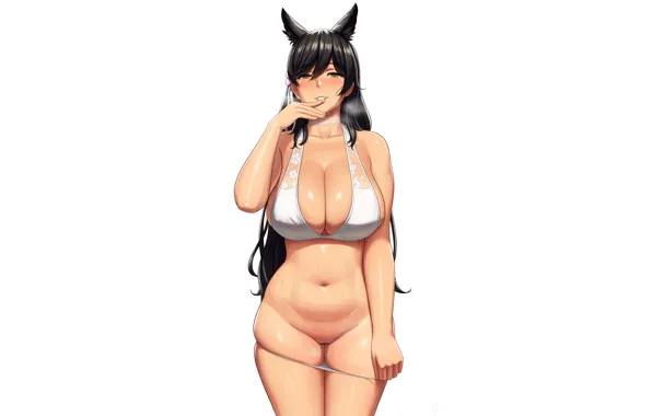 Girl, sexy, wet, long hair, pussy, boobs, animal ears, anime