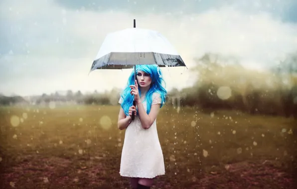 Девушка, дождь, зонт