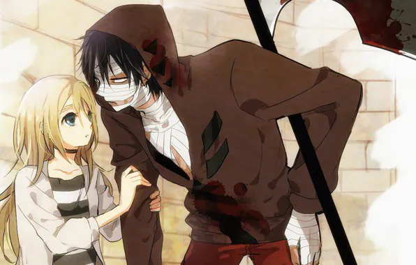 Девушка, оружие, коса, парень, двое, Ангел кровопролития, Satsuriku no Tenshi