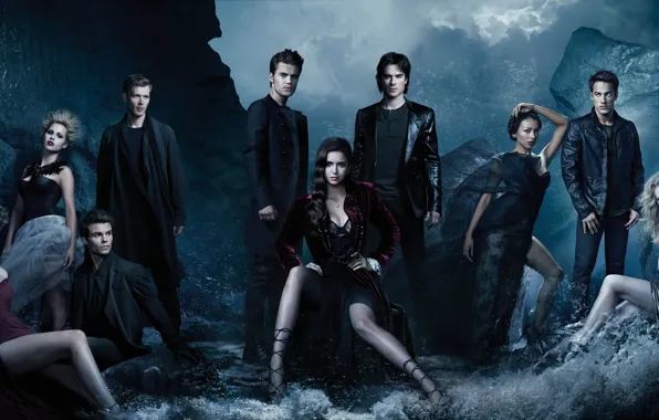 Сериал, Nina Dobrev, The Vampire Diaries, Elena, Дневники вампира, Ian Somerhalder, Damon, Paul Wesley