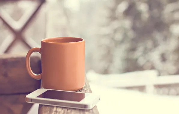 Картинка чашка, hot, winter, snow, cup, смартфон, coffee