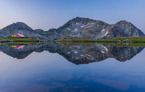 Пейзаж, горы, озеро, отражение