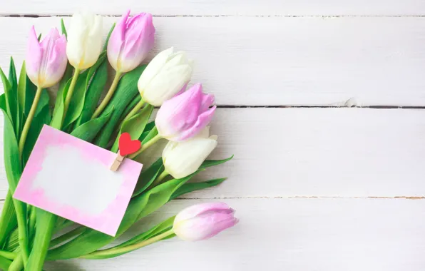 Картинка цветы, букет, тюльпаны, love, розовые, white, fresh, pink