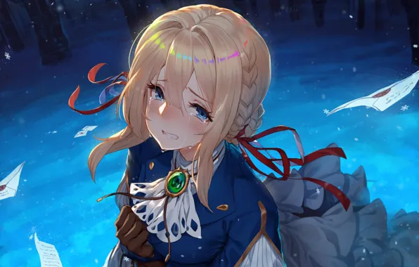 Девушка, слёзы, брошь, Violet Evergarden
