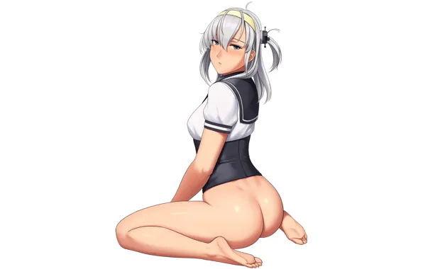 Girl, sexy, ass, long hair, anime, beautiful, purple eyes, pretty