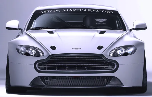 Картинка Aston Martin, Авто, Vantage, Белый, Машина, Капот, Фары, Передок