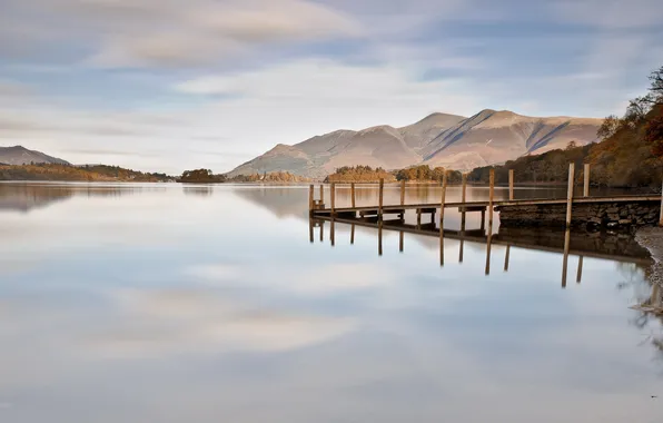 Пейзаж, мост, природа, озеро
