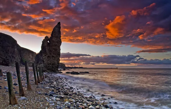 Море, пейзаж, закат, берег