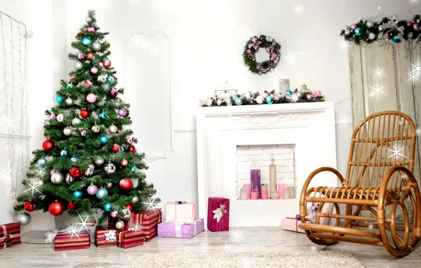Картинка украшения, шары, елка, новый год, свечи, Christmas, New Year, decoration