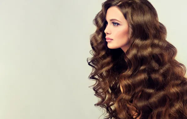 Девушка, волосы, шатенка, Beautiful, длинные, локоны, hair, curly