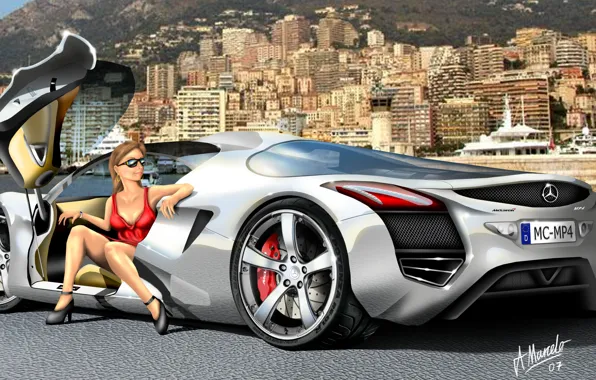 Mercedes, painting, supercars